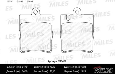 E110457 MILES Комплект тормозных колодок, дисковый тормоз