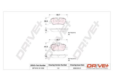 DP1010101232 Dr!ve+ Комплект тормозных колодок, дисковый тормоз