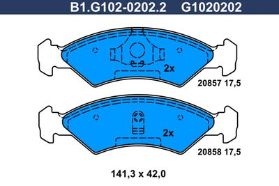 B1G10202022 GALFER Комплект тормозных колодок, дисковый тормоз