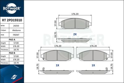 RT2PD19310 ROTINGER Комплект тормозных колодок, дисковый тормоз