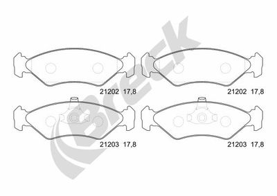 212020070200 BRECK Комплект тормозных колодок, дисковый тормоз