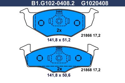 B1G10204082 GALFER Комплект тормозных колодок, дисковый тормоз