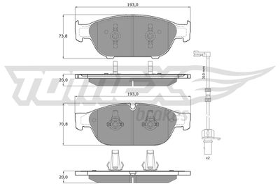 TX1683 TOMEX Brakes Комплект тормозных колодок, дисковый тормоз