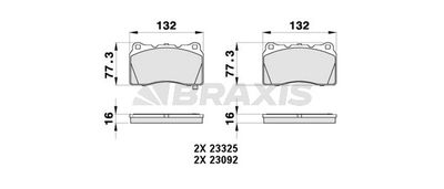 AB0422 BRAXIS Комплект тормозных колодок, дисковый тормоз