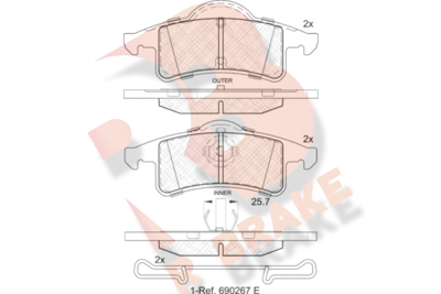 RB1399 R BRAKE Комплект тормозных колодок, дисковый тормоз