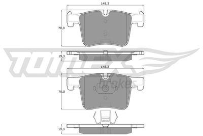 TX1685 TOMEX Brakes Комплект тормозных колодок, дисковый тормоз