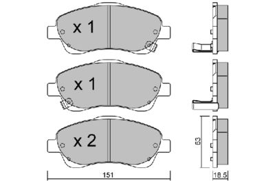 BPTO1001 AISIN Комплект тормозных колодок, дисковый тормоз