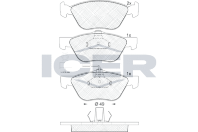 181601 ICER Комплект тормозных колодок, дисковый тормоз