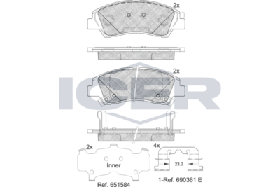 182178233 ICER Комплект тормозных колодок, дисковый тормоз