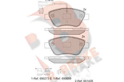 RB1444208 R BRAKE Комплект тормозных колодок, дисковый тормоз