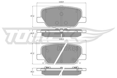 TX6006 TOMEX Brakes Комплект тормозных колодок, дисковый тормоз