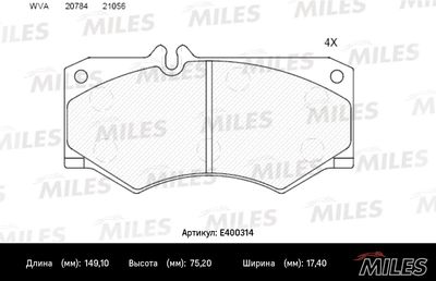 E400314 MILES Комплект тормозных колодок, дисковый тормоз