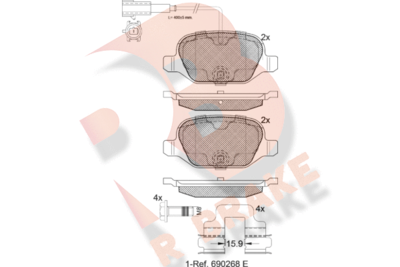 RB2038 R BRAKE Комплект тормозных колодок, дисковый тормоз