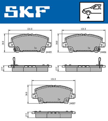 VKBP80195A SKF Комплект тормозных колодок, дисковый тормоз