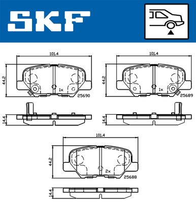 VKBP90253A SKF Комплект тормозных колодок, дисковый тормоз