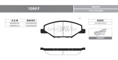 1090F GOODWILL Комплект тормозных колодок, дисковый тормоз