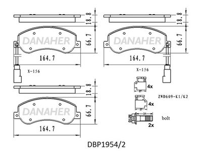 DBP19542 DANAHER Комплект тормозных колодок, дисковый тормоз