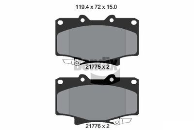 BPD1844 BENDIX Braking Комплект тормозных колодок, дисковый тормоз