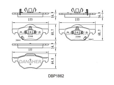 DBP1862 DANAHER Комплект тормозных колодок, дисковый тормоз