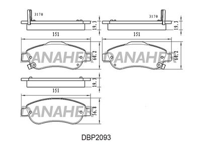 DBP2093 DANAHER Комплект тормозных колодок, дисковый тормоз