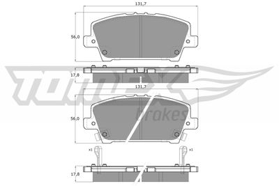 TX1452 TOMEX Brakes Комплект тормозных колодок, дисковый тормоз