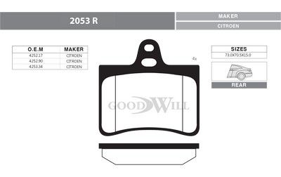 2053R GOODWILL Комплект тормозных колодок, дисковый тормоз