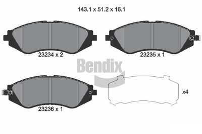 BPD1949 BENDIX Braking Комплект тормозных колодок, дисковый тормоз