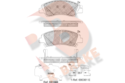 RB2178233 R BRAKE Комплект тормозных колодок, дисковый тормоз