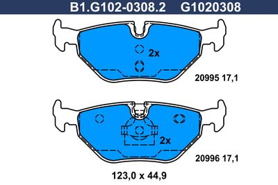 B1G10203082 GALFER Комплект тормозных колодок, дисковый тормоз