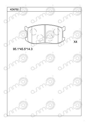 KD6752 ASIMCO Комплект тормозных колодок, дисковый тормоз