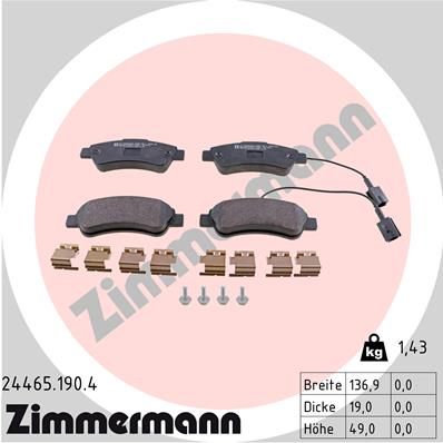 244651904 ZIMMERMANN Комплект тормозных колодок, дисковый тормоз