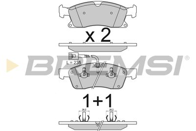 BP3814 BREMSI Комплект тормозных колодок, дисковый тормоз