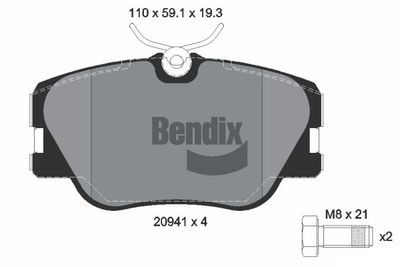 BPD1292 BENDIX Braking Комплект тормозных колодок, дисковый тормоз