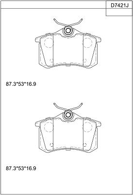 KD7421 ASIMCO Комплект тормозных колодок, дисковый тормоз