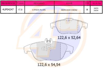 4UP04247 4u Комплект тормозных колодок, дисковый тормоз