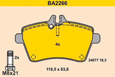 BA2266 BARUM Комплект тормозных колодок, дисковый тормоз