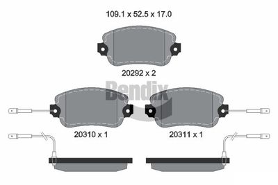 BPD1693 BENDIX Braking Комплект тормозных колодок, дисковый тормоз