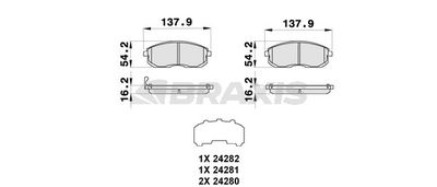 AB0287 BRAXIS Комплект тормозных колодок, дисковый тормоз