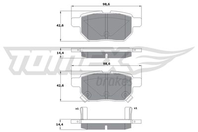 TX1501 TOMEX Brakes Комплект тормозных колодок, дисковый тормоз