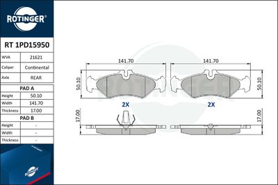 RT1PD15950 ROTINGER Комплект тормозных колодок, дисковый тормоз