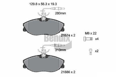 BPD1235 BENDIX Braking Комплект тормозных колодок, дисковый тормоз