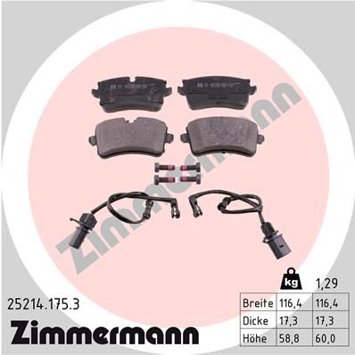 252141753 ZIMMERMANN Комплект тормозных колодок, дисковый тормоз