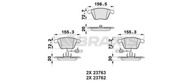 AB0334 BRAXIS Комплект тормозных колодок, дисковый тормоз