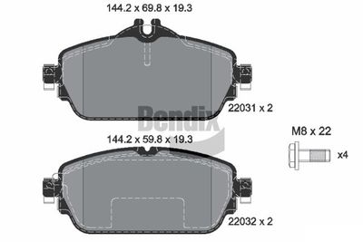 BPD1115 BENDIX Braking Комплект тормозных колодок, дисковый тормоз