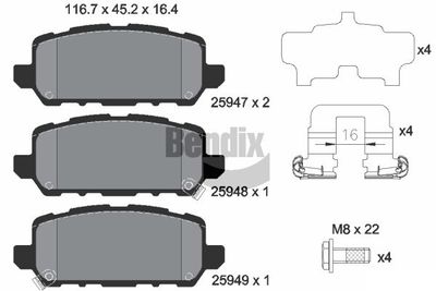 BPD2277 BENDIX Braking Комплект тормозных колодок, дисковый тормоз