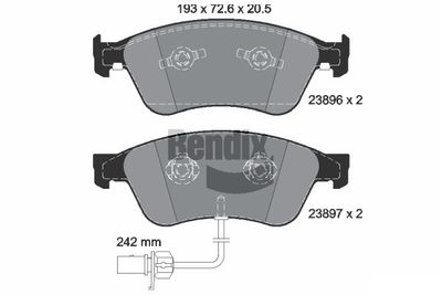 BPD1612 BENDIX Braking Комплект тормозных колодок, дисковый тормоз