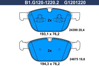 B1G12012202 GALFER Комплект тормозных колодок, дисковый тормоз