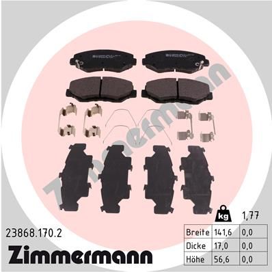 238681702 ZIMMERMANN Комплект тормозных колодок, дисковый тормоз