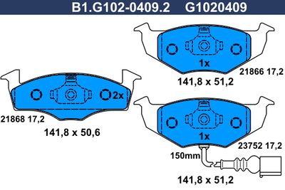 B1G10204092 GALFER Комплект тормозных колодок, дисковый тормоз