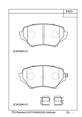 KD3051 ASIMCO Комплект тормозных колодок, дисковый тормоз